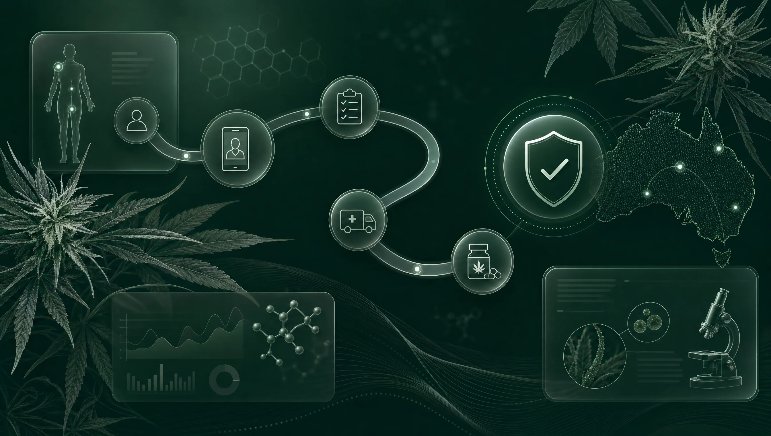 Abstract medical cannabis clinic comparison visual
